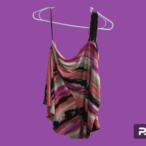 Wrapper style I69MQ5369M one shoulder batwing lacey strap blouse in pink small